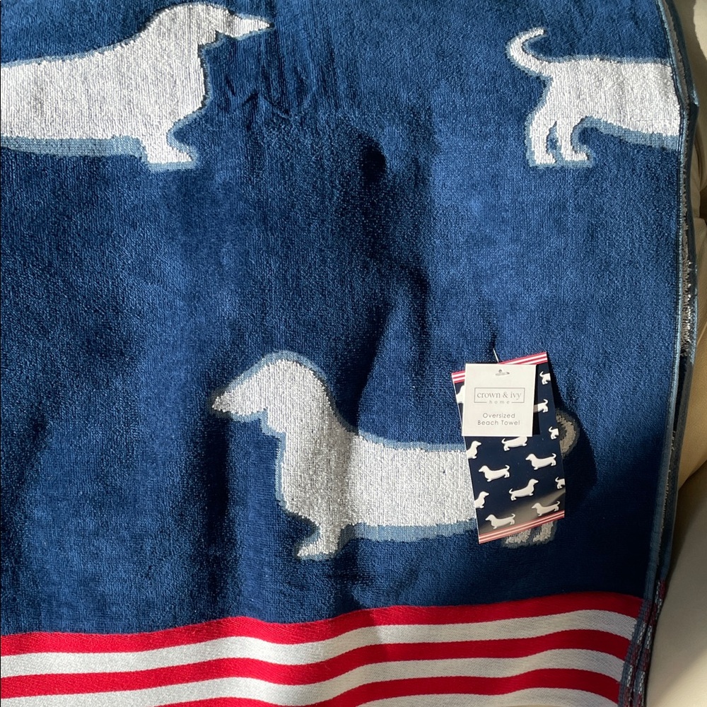 Crown & Ivy Blue Dachshund Beach Towel